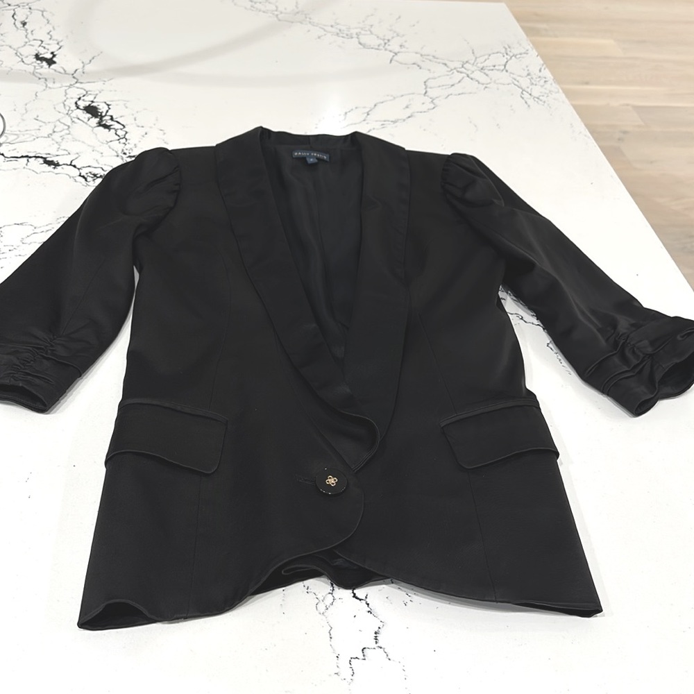 Sally Tseng Vintage fitted silk mix fitted 3/4 sleeve blazer